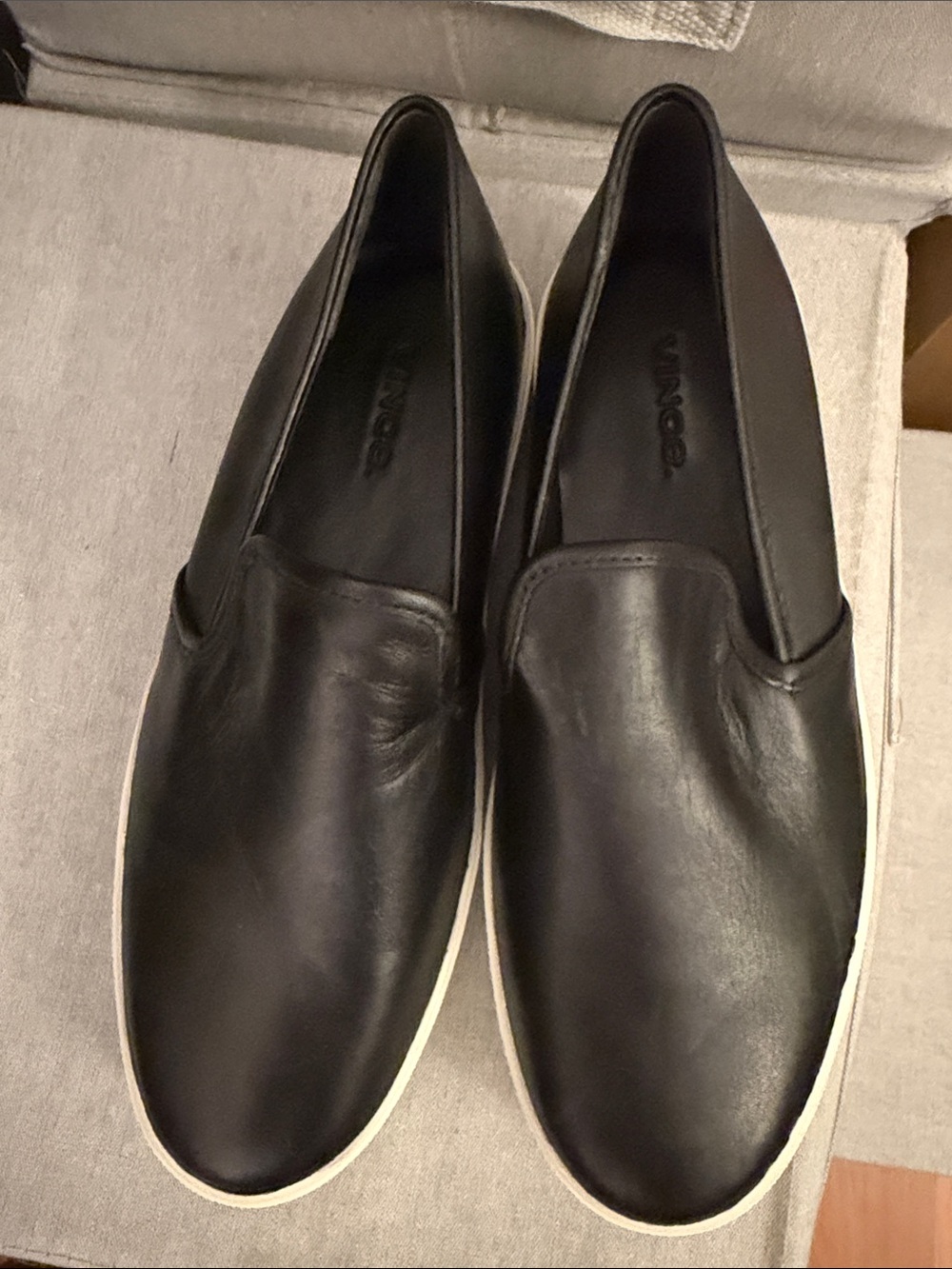 Vince Women’s Black Slip-On Leather Sneakers - Never Worn size 6.5
